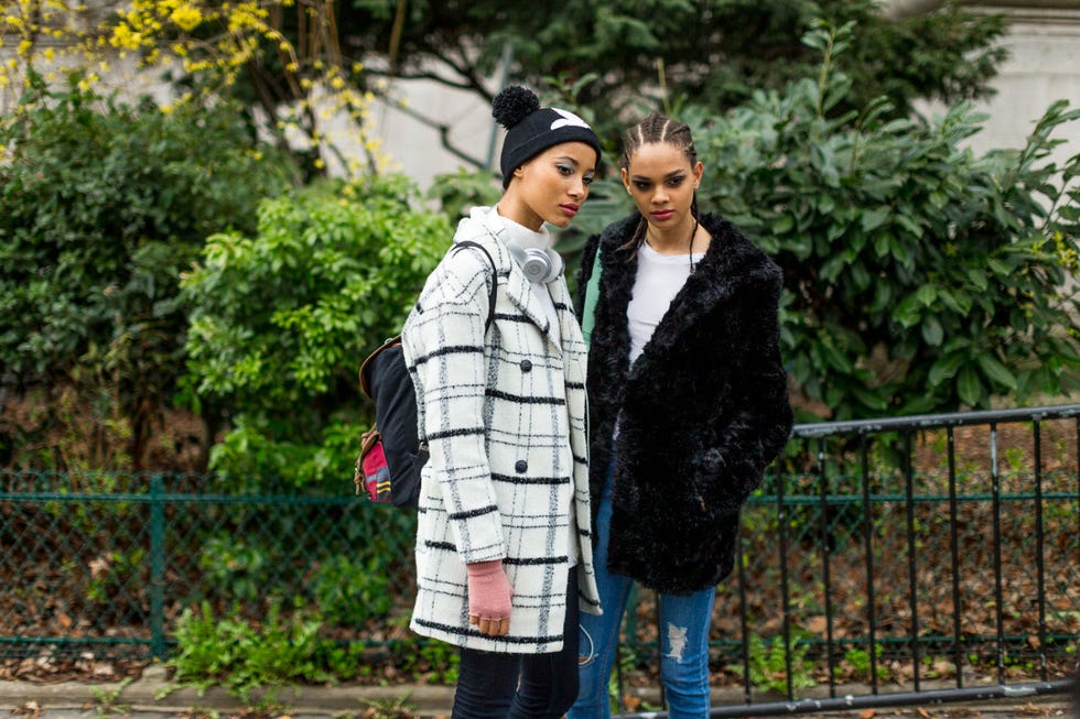 People, Street fashion, Fashion, Tree, Leaf, Outerwear, Photography, Headgear, Jacket, Plant, 