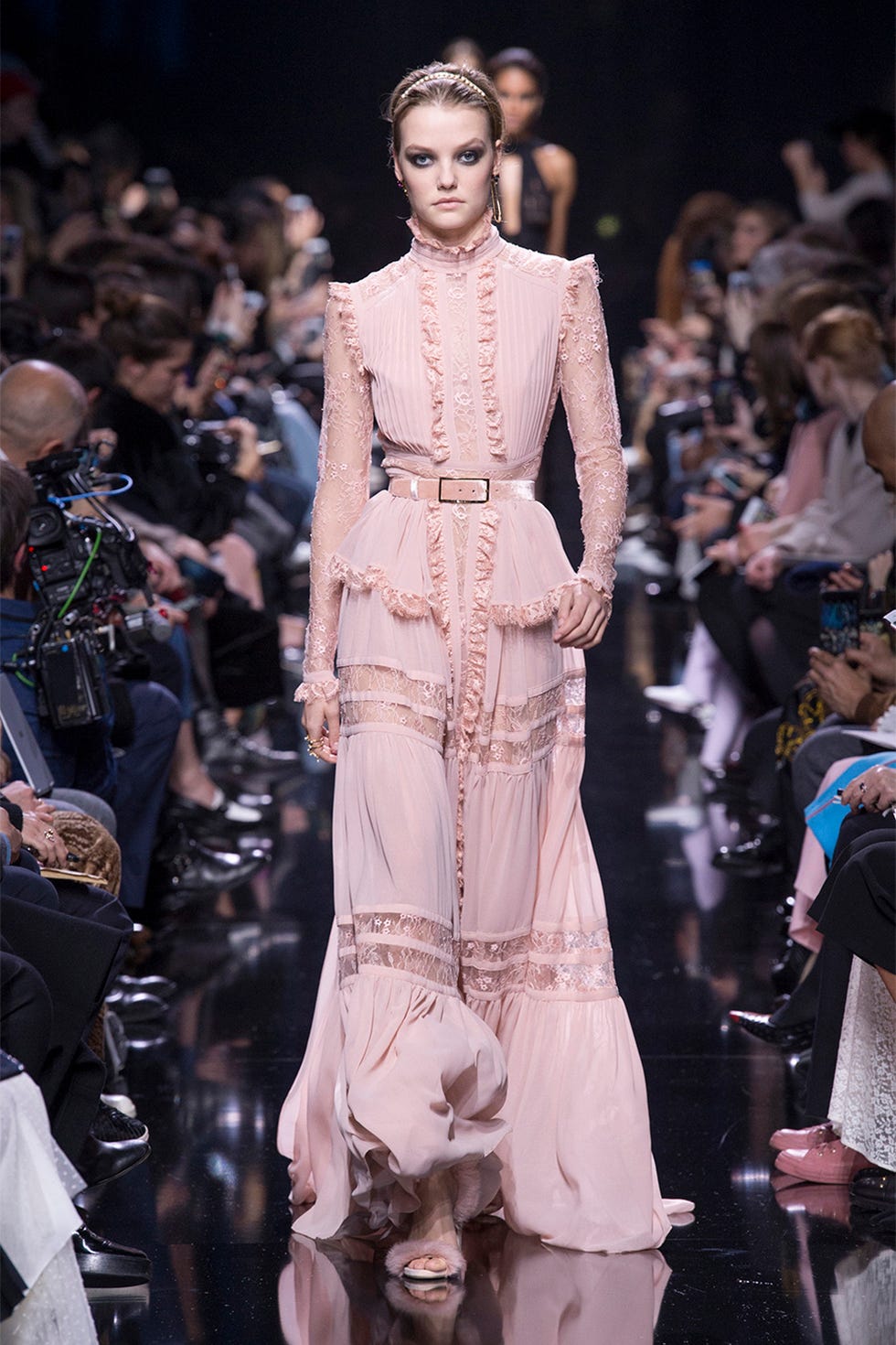 Fashion model, Fashion, Runway, Fashion show, Haute couture, Clothing, Dress, Event, Fashion design, Public event, 