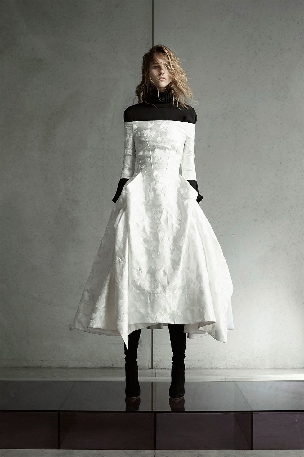Clothing, White, Dress, Fashion model, Shoulder, Fashion, Wedding dress, Beauty, Gown, Cocktail dress, 