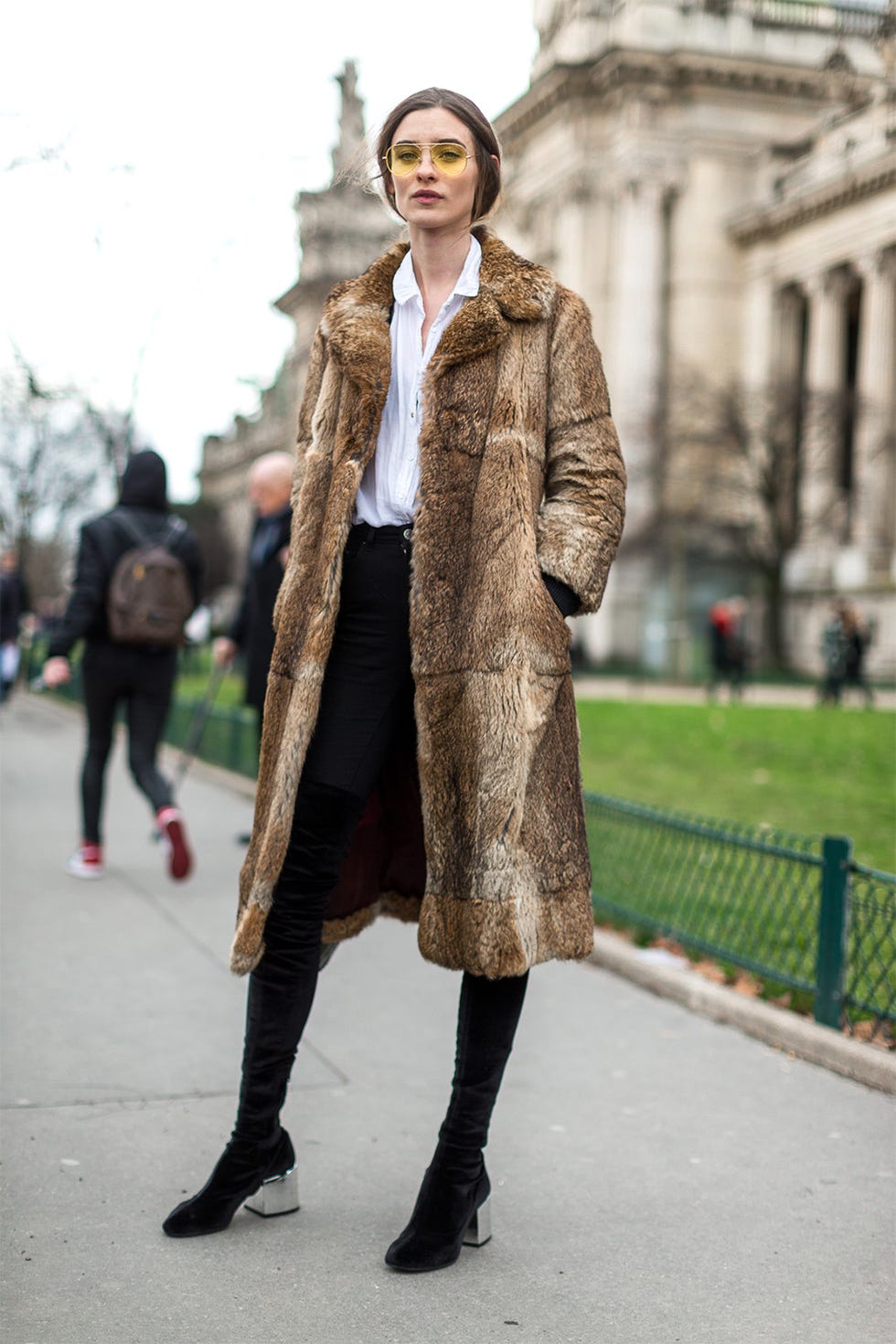 Clothing, Footwear, Textile, Outerwear, Street, Coat, Street fashion, Style, Winter, Boot, 