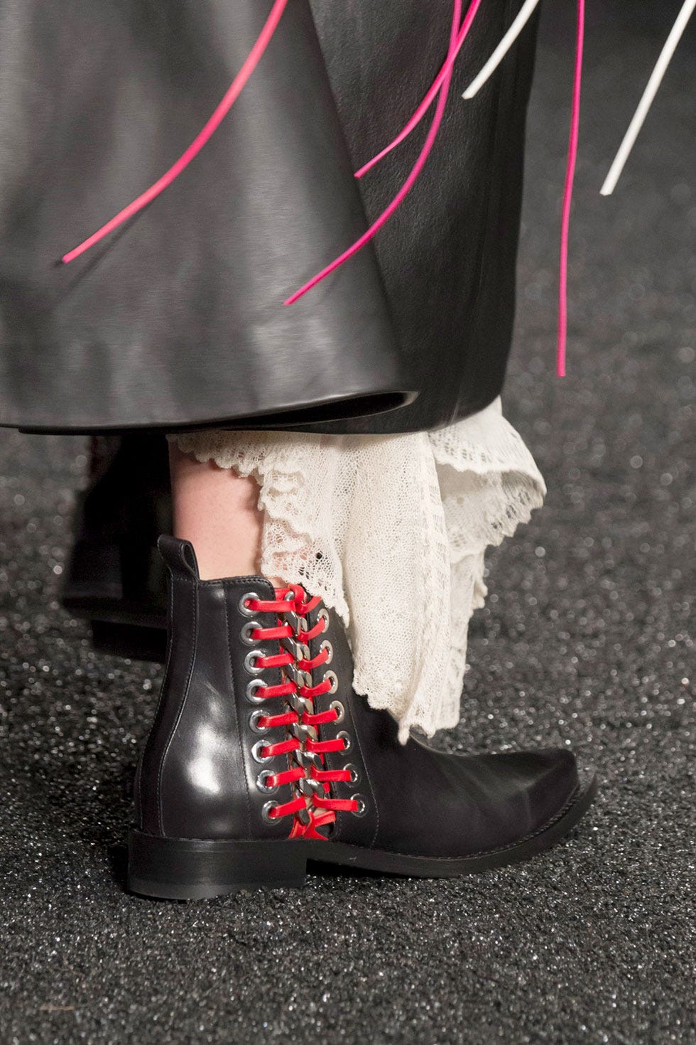 Footwear, Pink, Red, Shoe, Street fashion, Fashion, Leg, Boot, Ankle, Joint, 