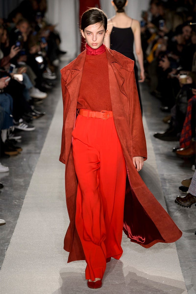 Footwear, Fashion show, Outerwear, Runway, Red, Fashion model, Style, Fashion, Model, Haute couture, 