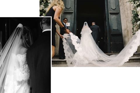 Clothing, Bridal clothing, Dress, Bridal veil, Shoulder, Wedding dress, Textile, Photograph, Joint, Bride, 