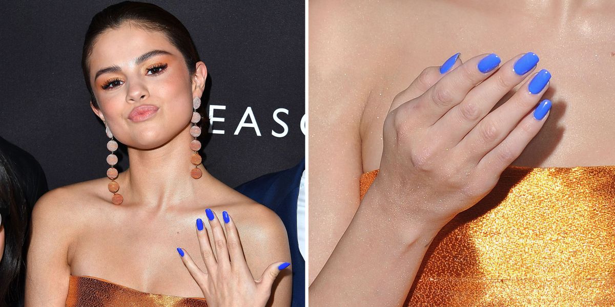 Selena Gomez Blue Nail Polish 13 Reasons Why Premiere Blue Nails