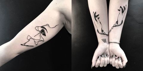 Skin, Joint, Tattoo, Wrist, Organ, Toe, Black, Nail, Design, Foot, 