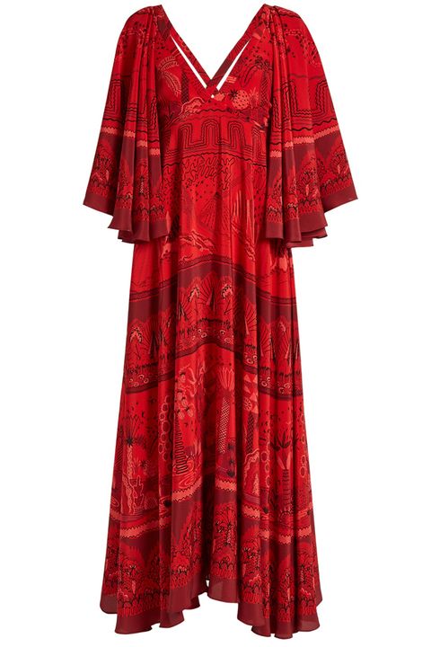 Sleeve, Red, Textile, Pattern, Dress, Maroon, One-piece garment, Carmine, Fashion, Day dress, 