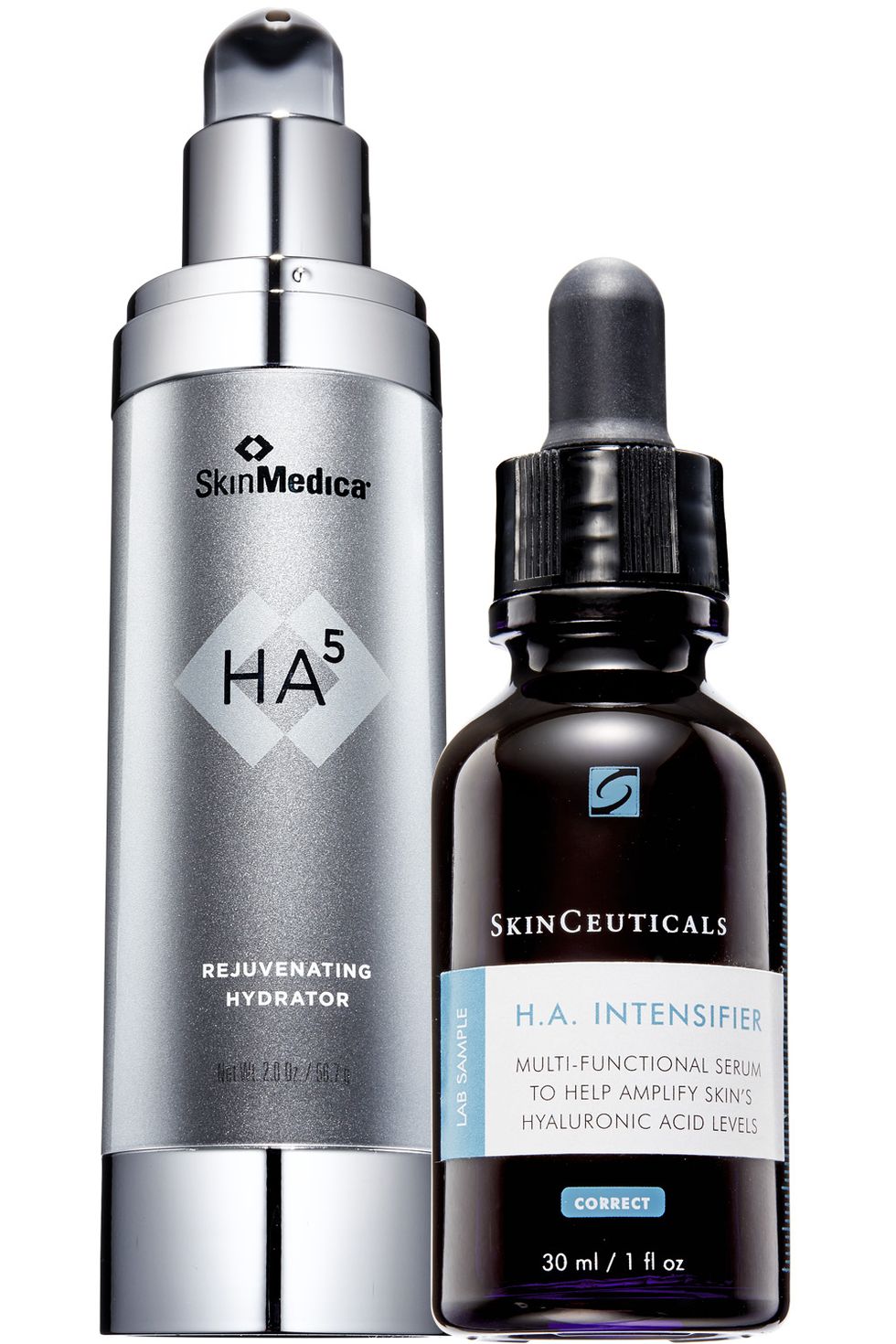 <p>Supercharged hyaluronic acid serums&nbsp;provide immediate moisture and&nbsp;skin-plumping benefits—and improve&nbsp;overall texture in about 12 weeks, says&nbsp;dermatologist Shino Bay Aguilera, M.D.</p><p><em data-redactor-tag="em" data-verified="redactor">From left:</em>&nbsp;<a href="https://www.skinmedica.com/products/correct/ha5rejuvenatinghydrator" target="_blank" data-tracking-id="recirc-text-link">SkinMedica HA5 Rejuvenating Hydrator</a> ($178); <a href="http://www.dermstore.com/product_Hyaluronic+Acid+Intensifier_70312.htm?gclid=CjwKEAjwoLfHBRD_jLW93remyAQSJABIygGpfFrxJDQHSX5MrO9Xe9d9A1ni1Ykvaj8h2uqW5IWjwxoCZu_w_wcB&amp;scid=scplp70312&amp;sc_intid=70312&amp;utm_source=fro&amp;utm_medium=paid_search&amp;utm_term=skin+care&amp;utm_campaign=100113" target="_blank" data-tracking-id="recirc-text-link">SkinCeuticals H.A. Intensifier</a> ($98).<strong data-redactor-tag="strong"></strong></p>