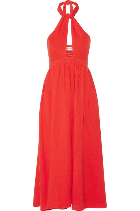 Sleeve, Dress, Textile, Red, One-piece garment, Formal wear, Orange, Day dress, Fashion, Pattern, 