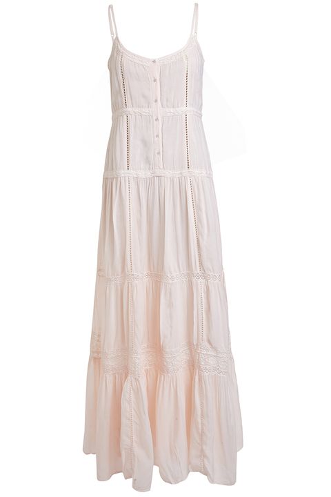 Clothing, White, Dress, Day dress, Ruffle, Pink, Beige, One-piece garment, Cocktail dress, Textile, 