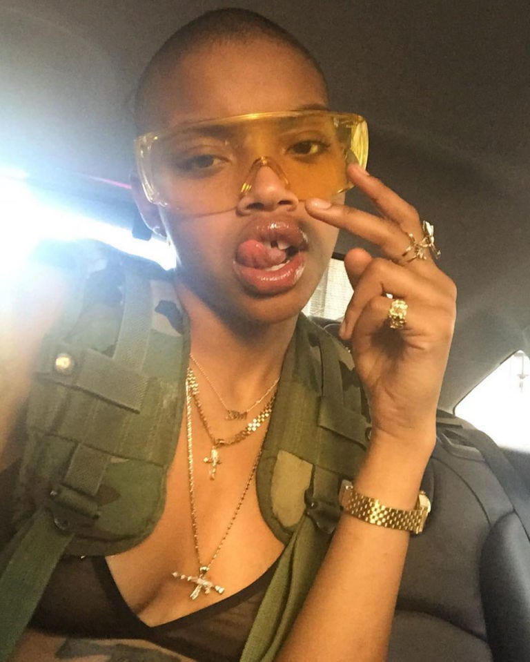 <p>There is certainly no one like Slick Woods (née Simone Thompson<span class="redactor-invisible-space">) in the modeling game right now. From her shaved head, to her gender-bending&nbsp;style and outspoken attitude,&nbsp;Woods is here to stay and push boundaries.&nbsp;</span></p><p><a href="https://www.instagram.com/slickwoods/" target="_blank" data-tracking-id="recirc-text-link">@slickwoods</a></p>