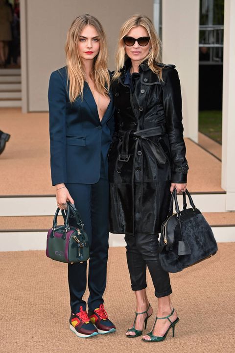 Cara Delevingne and Kate Moss at Burberry Spring 2015- Cara Delevingne ...