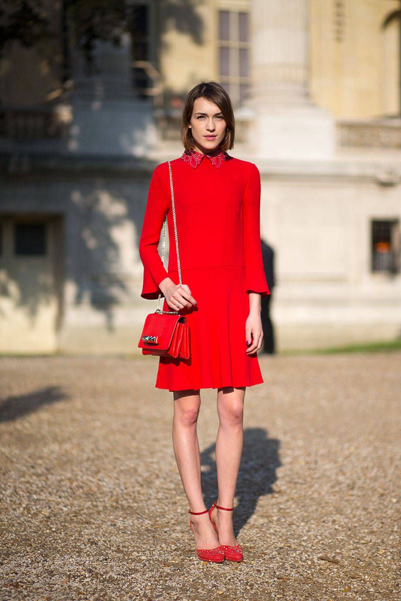 monochromatic red outfit