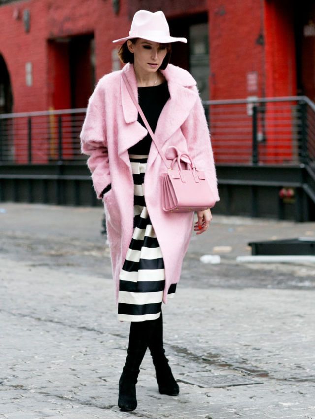 Clothing, Sleeve, Hat, Shoulder, Textile, Outerwear, Coat, Bag, Pink, Style, 