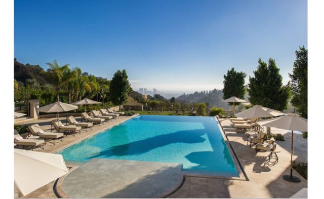 Swimming pool, Property, Natural landscape, Real estate, Resort, Aqua, Azure, Turquoise, Rectangle, Sunlounger, 