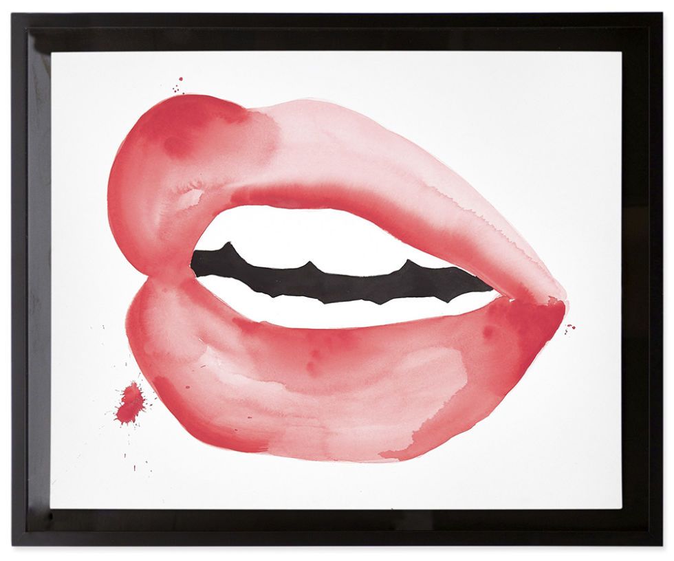 Lip, Tooth, Red, Tongue, Jaw, Organ, Carmine, Art, Rectangle, Paint, 
