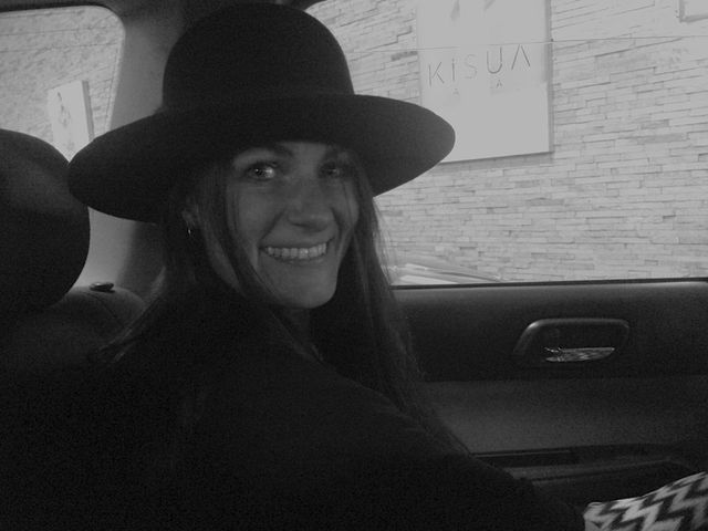 Mouth, Hat, Happy, Facial expression, Style, Headgear, Monochrome, Vehicle door, Sun hat, Monochrome photography, 