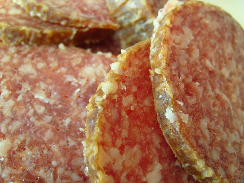 Food, Photograph, Amber, Sausage, Cuisine, Pepperoni, Fast food, Salami, Cooking, Salt-cured meat, 