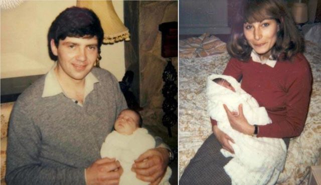 A 15-day-old Kate Middleton rests in the arms of her father, Michael Middleton. Carole Middleton holds her newborn, Kate Middleton, in 1982.