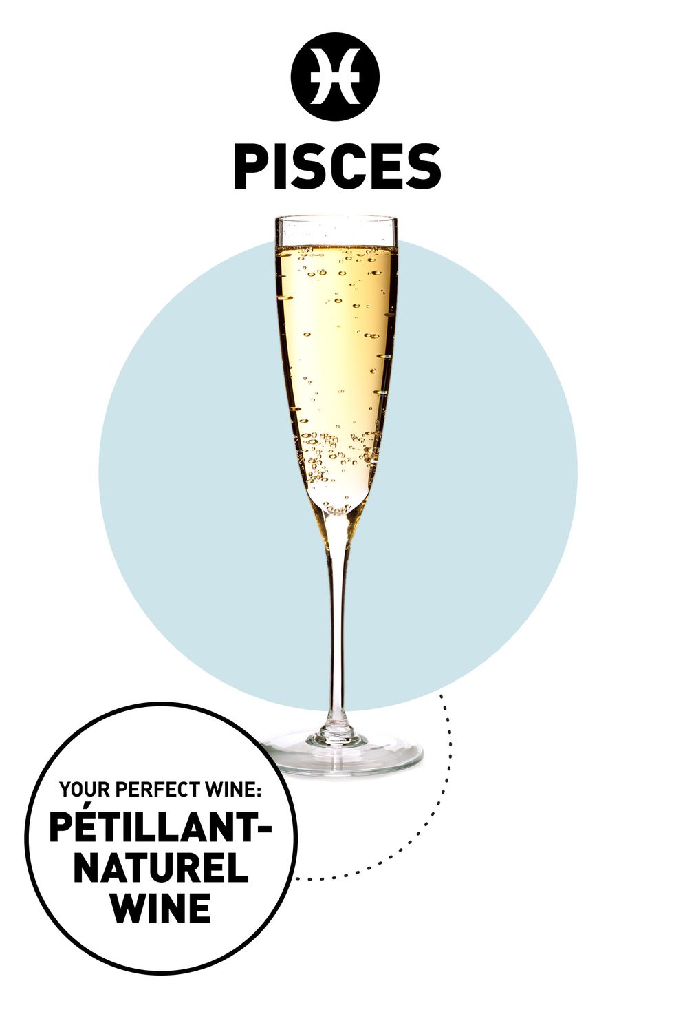 <p><strong>Your Drink:</strong> Pétillant-Naturel wine</p><p><strong>Why: </strong>You hate being labeled or forced into a box; you just do you. That's why your wine keeps people guessing—bubbly and light, it's "Champagne's chiller sister," Ross says. The fizz isn't as aggressive, and it has no added sugars, giving it a zesty, tart flavor that pretty much embodies your fun-loving, free spirit.</p>