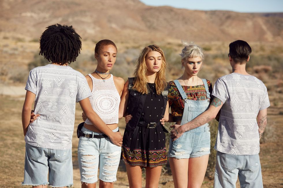 Hair, People, Social group, Denim, jean short, Summer, People in nature, Shorts, Youth, Friendship, 
