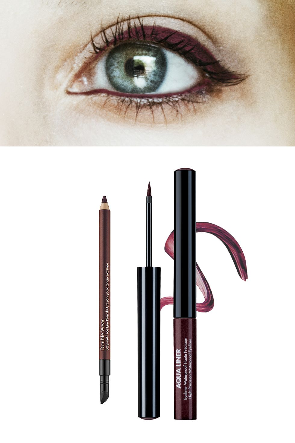 <p>Accentuate the blue amidst the gray-scale with a contrasty vivid red-brown. The wine hue will not only make your eyes pop, but make you feel as warm and fuzzy as a glass of merlot.</p><p>Try: <a href="http://www.sephora.com/aqua-liner-P286205?skuId=1325414&om_mmc=ppc-GG&mkwid=sPEW3QaG7&pcrid=49113159039&pdv=c&site=_search&country_switch=&lang=en&gclid=CLfmyNvo98gCFUQYHwodNdUMTw" target="_blank">Make Up For Ever Aqua Liner in Sparkling Plum Burgundy</a><span class="redactor-invisible-space"> ($23) or <a href="http://bit.ly/1RwjF3O" target="_blank">Estee Lauder Double Wear Stay-in-Place Eye Pencil in Burgundy Suede</a><span class="redactor-invisible-space"><a href="http://bit.ly/1RwjF3O"></a> ($23).</span></span></p>