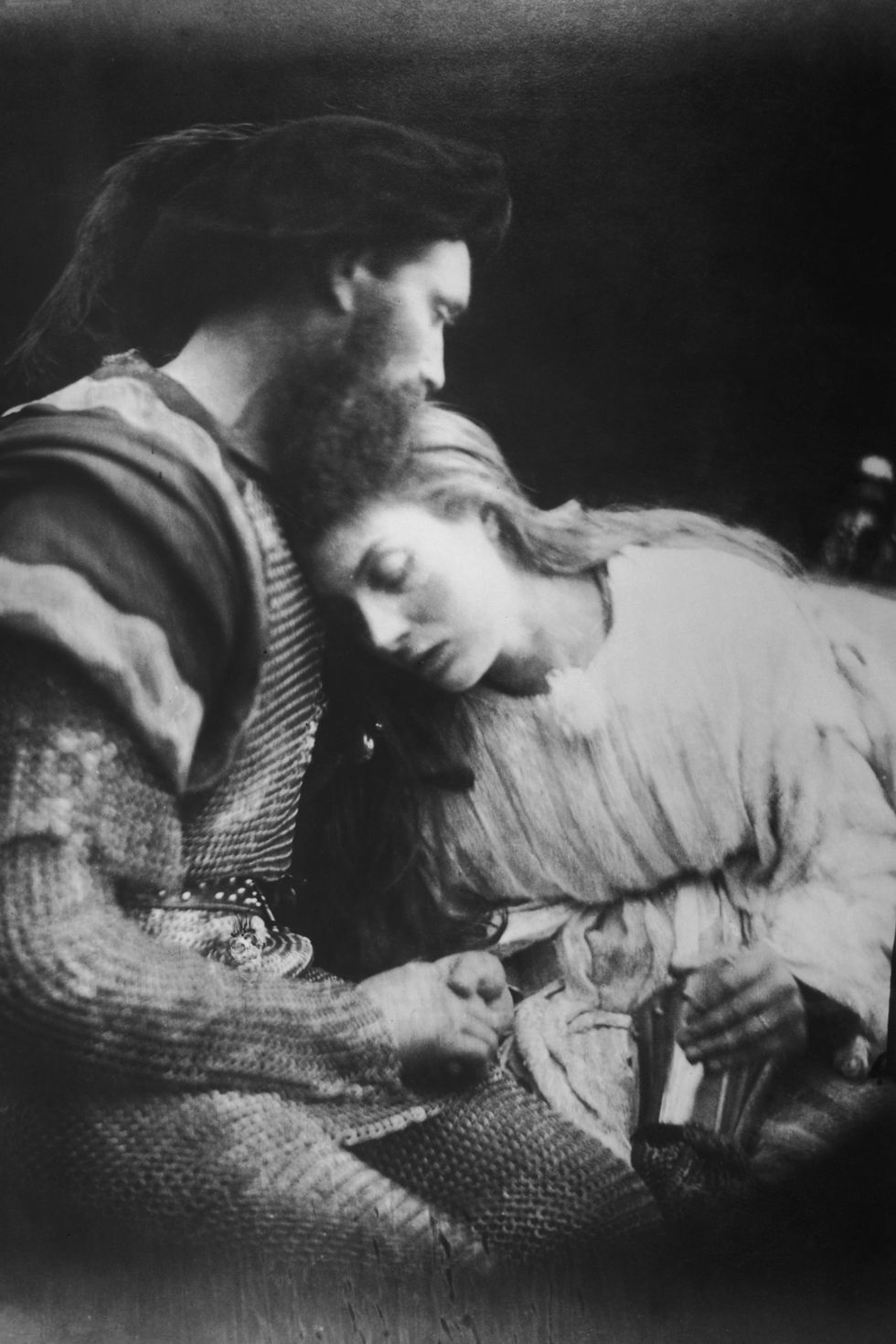 A photographic illustration from Tennyson's 'Idylls Of The King And Other Poems' entitled 'The Parting Of Sir Launcelot And Queen Guinevere', 1875. (Photo by Julia Margaret Cameron/Hulton Archive/Getty Images)