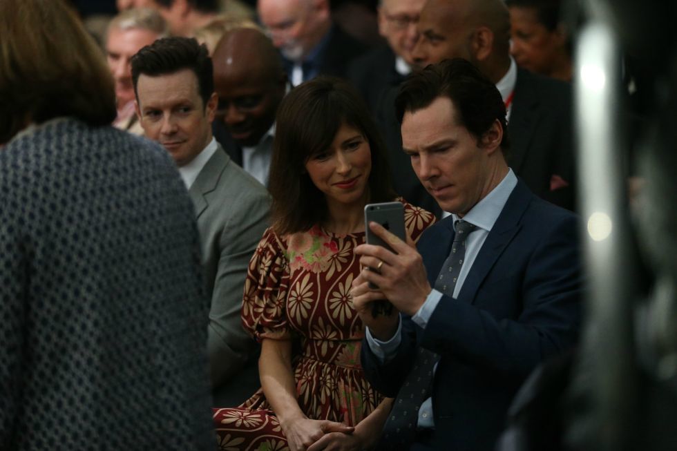 <p>Benedict Cumberbatch en zijn vrouw Sophie Hunter zaten ook in het publiek tijdens het evenement in Town Hall.</p>