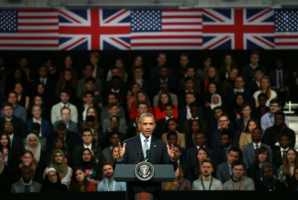 <p>Barack Obama tijdens een evenement in Town Hall waar jongeren uit het publiek hem vragen konden stellen.</p>
