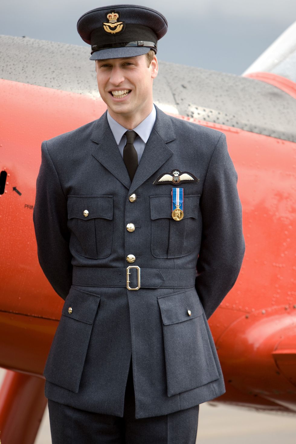 LINCOLNSHIRE, ENGLAND - APRIL 11: After receiving his RAF wings in a graduation ceremony, Prince William inspects the aircraft and helicopters at the Central Flying School at RAF Cranwell, in Sleaford on April 11, 2008 in Lincolnshire, England. (Photo by Tim Graham/Getty Images) *** Local Caption *** Prince William