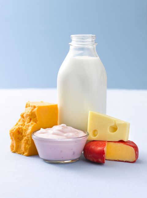 dairy products with yogurt milk and cheese