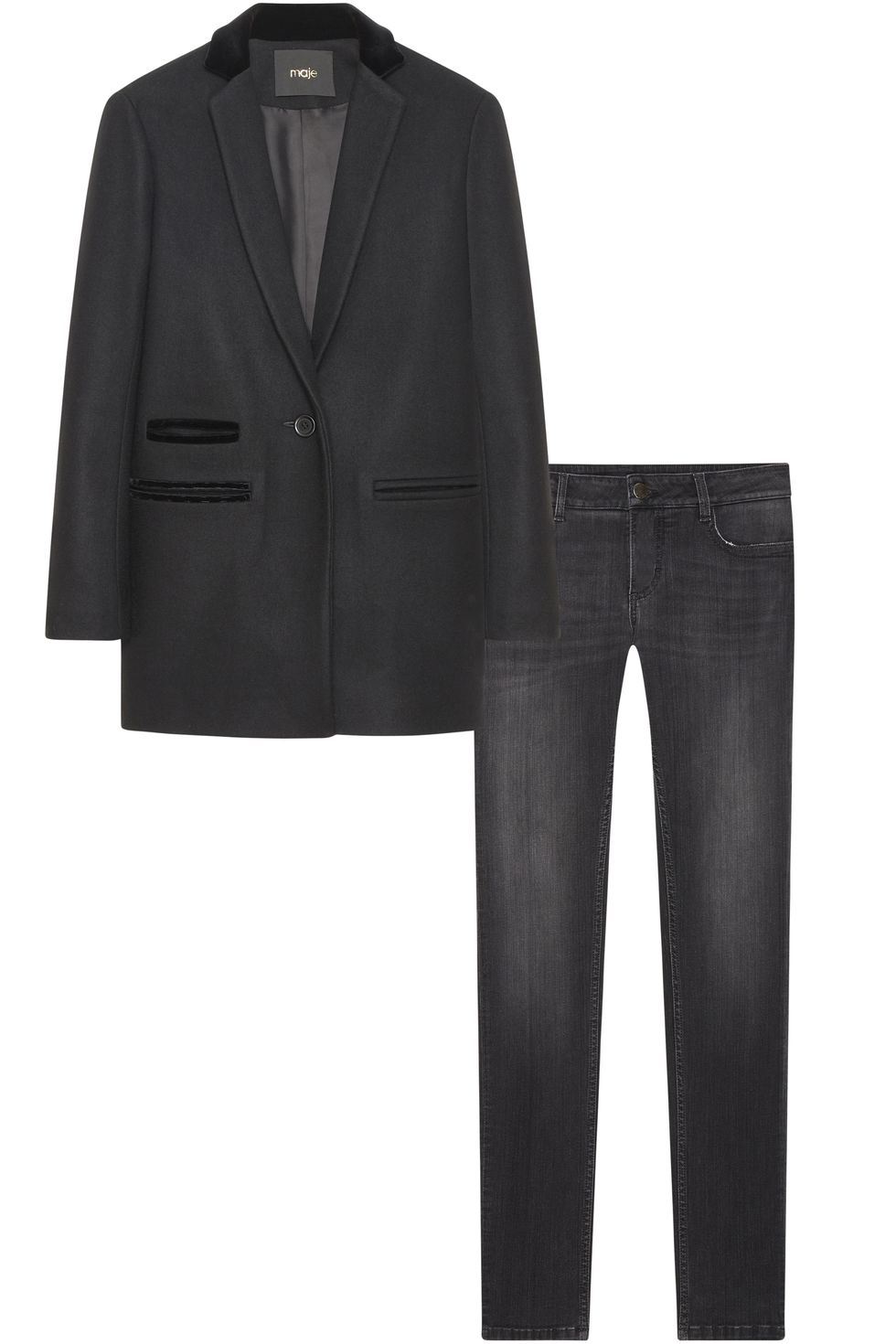 <p>"A fitted blazer, a men's shirt, and a pair of slim jeans or well-cut classic pants." <em data-redactor-tag="em" data-verified="redactor">—Judith</em></p><p><em data-redactor-tag="em" data-verified="redactor">Maje jacket, $675, and jeans, $220,&nbsp;<a href="http://us.maje.com/" target="_blank" data-tracking-id="recirc-text-link">maje.com</a>.<span class="redactor-invisible-space" data-verified="redactor" data-redactor-tag="span" data-redactor-class="redactor-invisible-space"></span><br></em></p>
