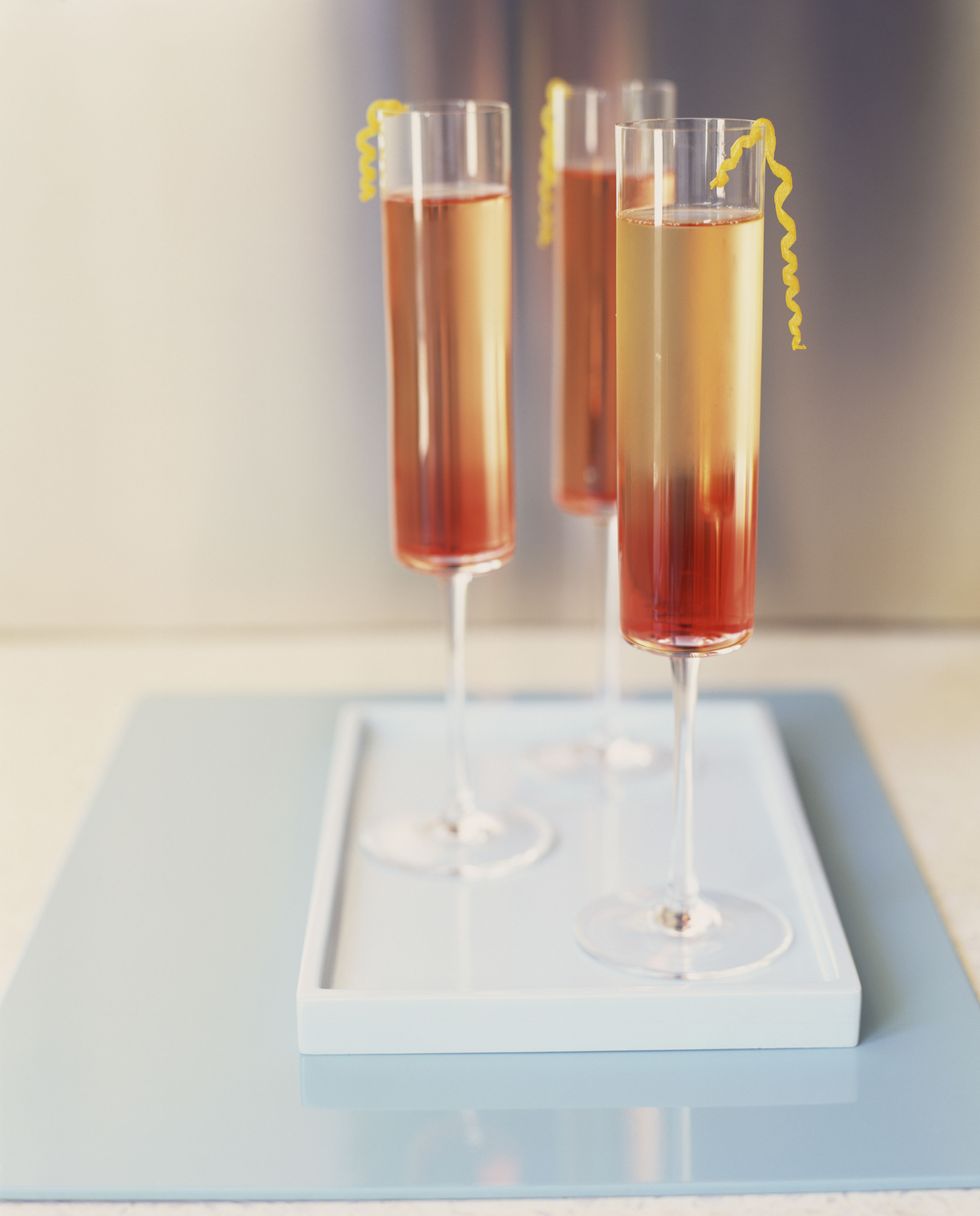 <p>One of the most classic of <a href="http://www.epicurious.com/recipes/food/views/kir-royale-102788" target="_blank">French cocktails</a>.</p><p><strong>Ingredients:</strong></p><p>6 oz. Champagne</p><p>1/2 oz. Crème de Cassis</p><p><a href="http://www.epicurious.com/tools/fooddictionary/entry/?id=1740"></a>Lemon Twist</p><p><strong>Directions:</strong></p><p>Pour the champagne and cassis into a champagne flute. Stir. Garnish with lemon twist.</p>