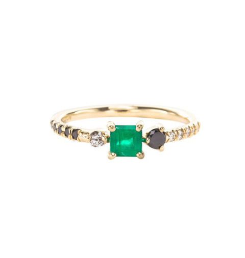 mociun cappella stone cluster ring emerald