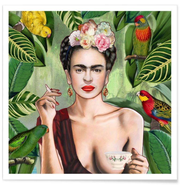 <p>Frida Kahlo in een nieuw jasje. Knap staaltje werk van Annette Feldmann en een van onze favorieten. Vanaf € <span class="redactor-invisible-space">11, verkrijgbaar via <a href="https://society6.com/product/frida-con-amigos_print#s6-4337868p4a1v45" target="_blank">Society6</a> shop.</span></p>