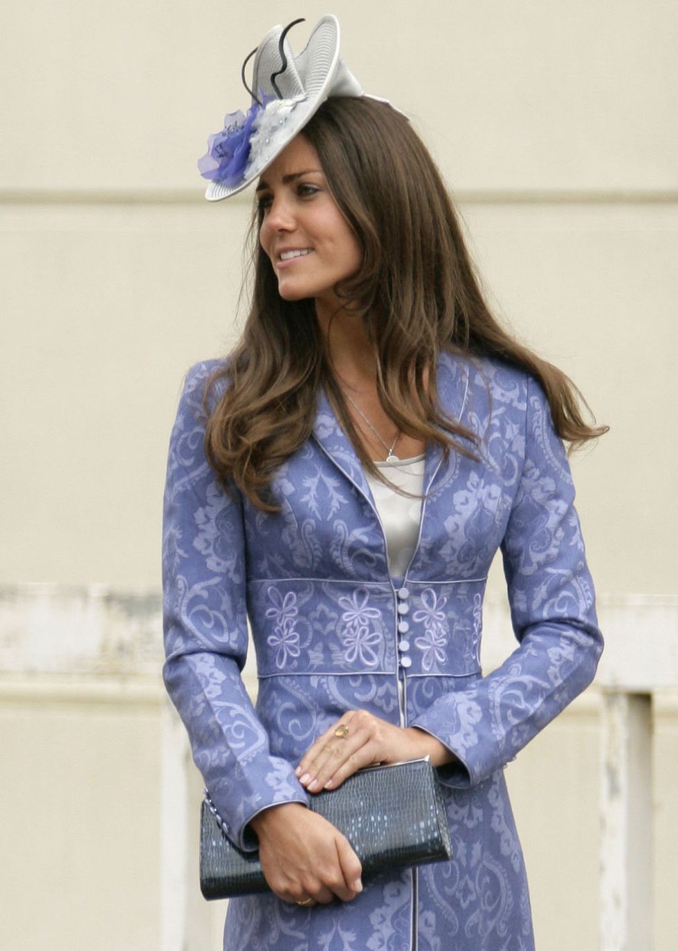 Kate Middleton Best Hairstyles - blue and white fascinator