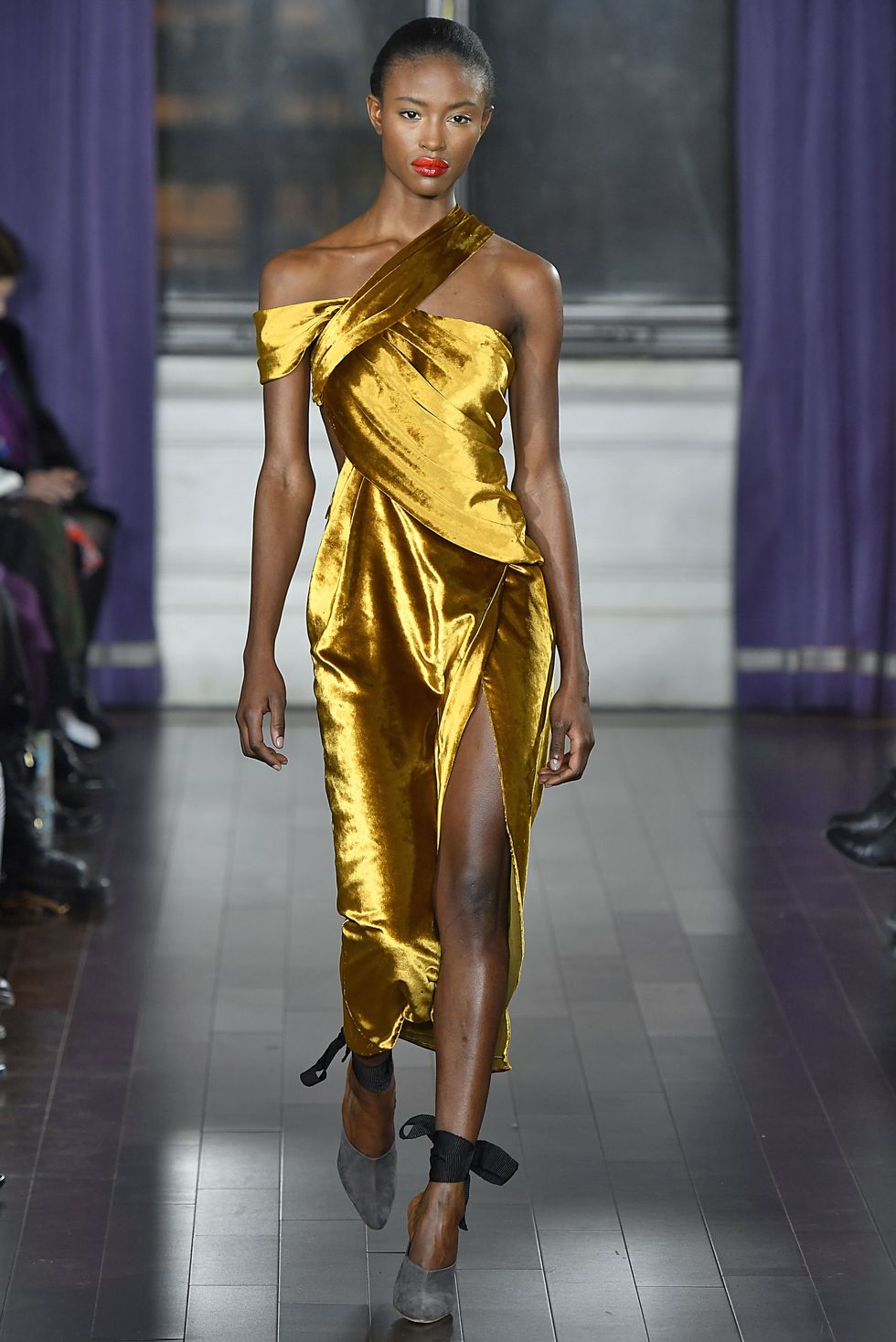 <p>It doesn't get more luxe than colored velvet, but while you might dabble in Dion Lee's royal blue or Ulla Johnson's burnt umber, we're betting it's Jason Wu's slinky gold cocktail dress that catches your eye first.&nbsp;</p>