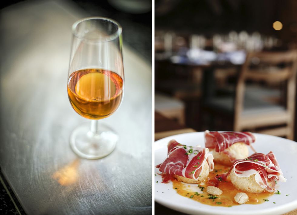 <p>"Impress your guests with this succulent pairing of two of Spain's famous delicacies: jamón ibérico de bellota, cured ham made from pigs raised on a diet of acorns, and a dry sherry, such as fino or manzanilla. The fortified wine's high acidity cuts through the ham's creamy melt-in-your-mouth fat, while complementing its &nbsp;nutty, umami notes. You can thank me later!<span class="redactor-invisible-space" data-verified="redactor" data-redactor-tag="span" data-redactor-class="redactor-invisible-space"></span>"</p>