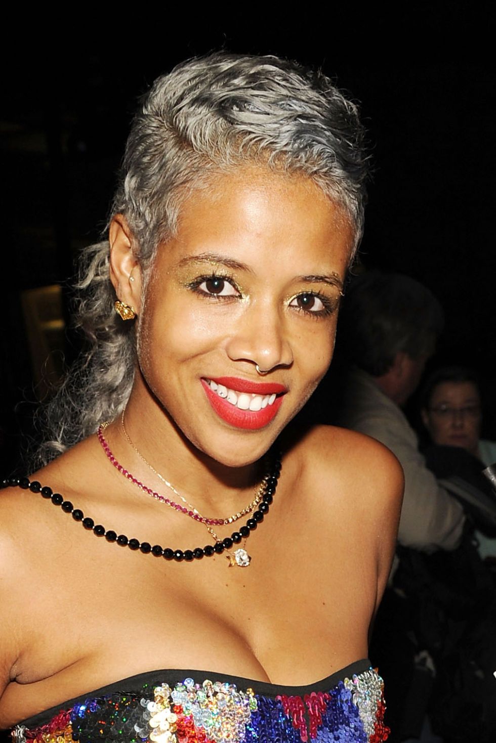 <p>Kelis styled her moonstone-hued waves into a cool, mullet-inspired&nbsp;style.</p>