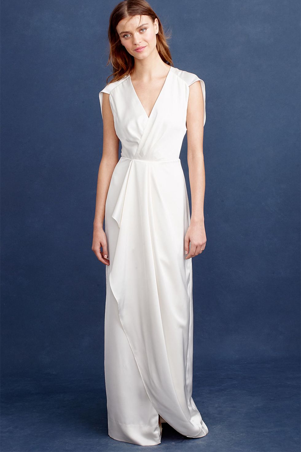 <p>The (only) specifically wedding gown they're selling right now is goddess-y (thank goodness), but some pretty pieces from their party collection do come in white, if you know what I mean.&nbsp;</p><p>$550, <a href="https://www.jcrew.com/p/E6824" target="_blank" data-tracking-id="recirc-text-link">jcrew.com</a>.</p>