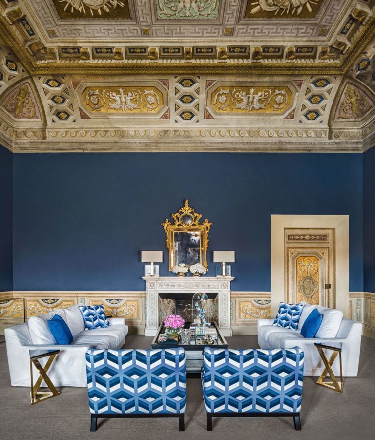 Blue, Room, Ceiling, Interior design, Furniture, Chair, Wall, Architecture, Building, House, 