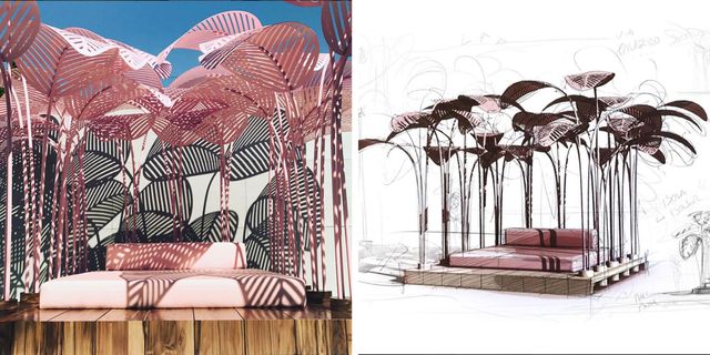 Tree, Botany, Illustration, Interior design, Plant, Art, Wallpaper, Room, Graphic design, Mural, 