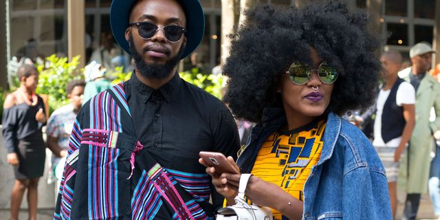 Afro, Hairstyle, Jheri curl, Cool, Event, Eyewear, Smile, Street fashion, 