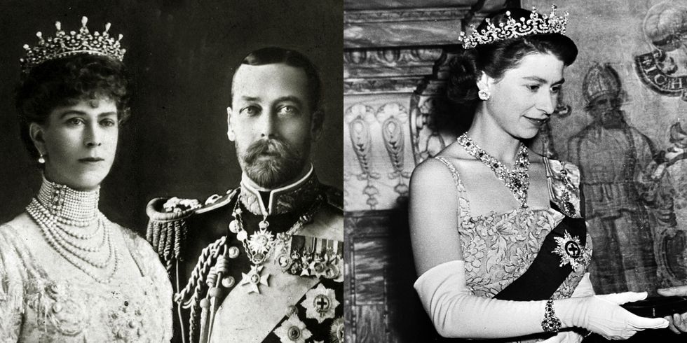 <p>Van oorsprong was het een huwelijkscadeau aan Koningin Mary (toen een prinses) in 1893. De <a href="https://www.royalcollection.org.uk/collection/themes/exhibitions/diamonds-a-jubilee-celebration/buckingham-palace/queen-marys-girls-of-great-britain-and-ireland-tiara" target="_blank" data-tracking-id="recirc-text-link">tiara</a> heeft deze naam omdat het een cadeau was van het&nbsp;<em data-redactor-tag="em" data-verified="redactor">Girls of Great Britain and Ireland</em> comité. Koningin Mary gaf het aan Koningin Elizabeth II als huwelijkscadeau in 1947. De tiara is enorm herkenbaar&nbsp;omdat het op Britse ponden en postzegels staat afgebeeld.</p>