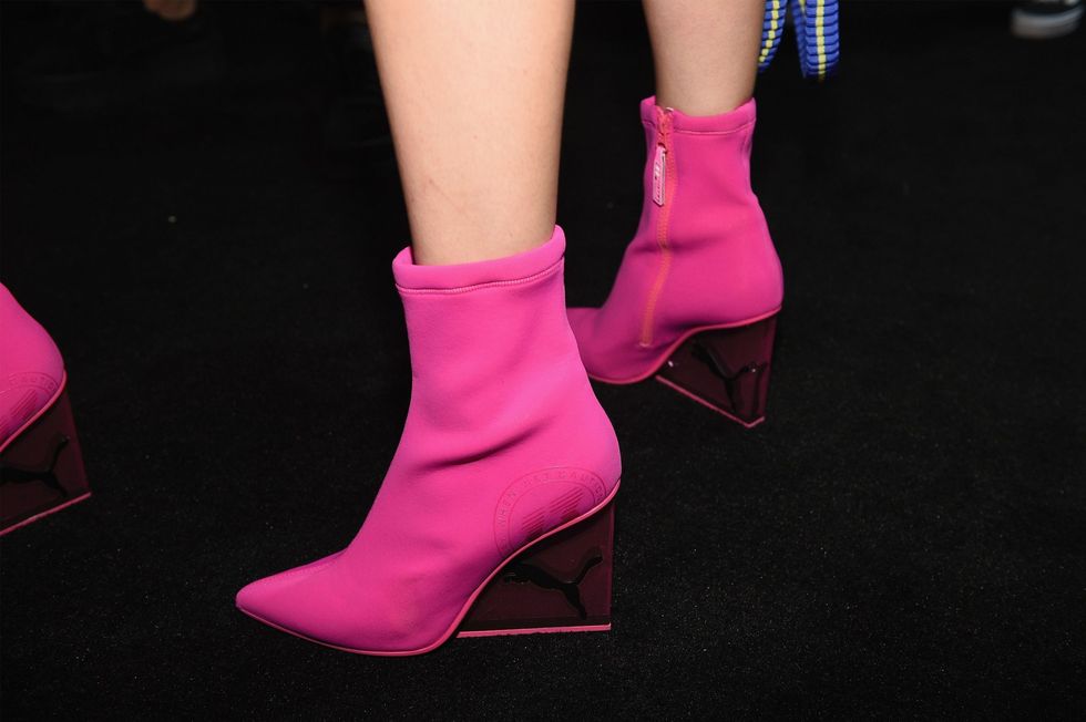 Footwear, Pink, High heels, Purple, Boot, Ankle, Shoe, Leg, Human leg, Joint, 