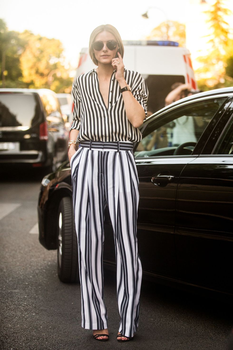 Olivia Palermo's Street Snap with Stripe Mix