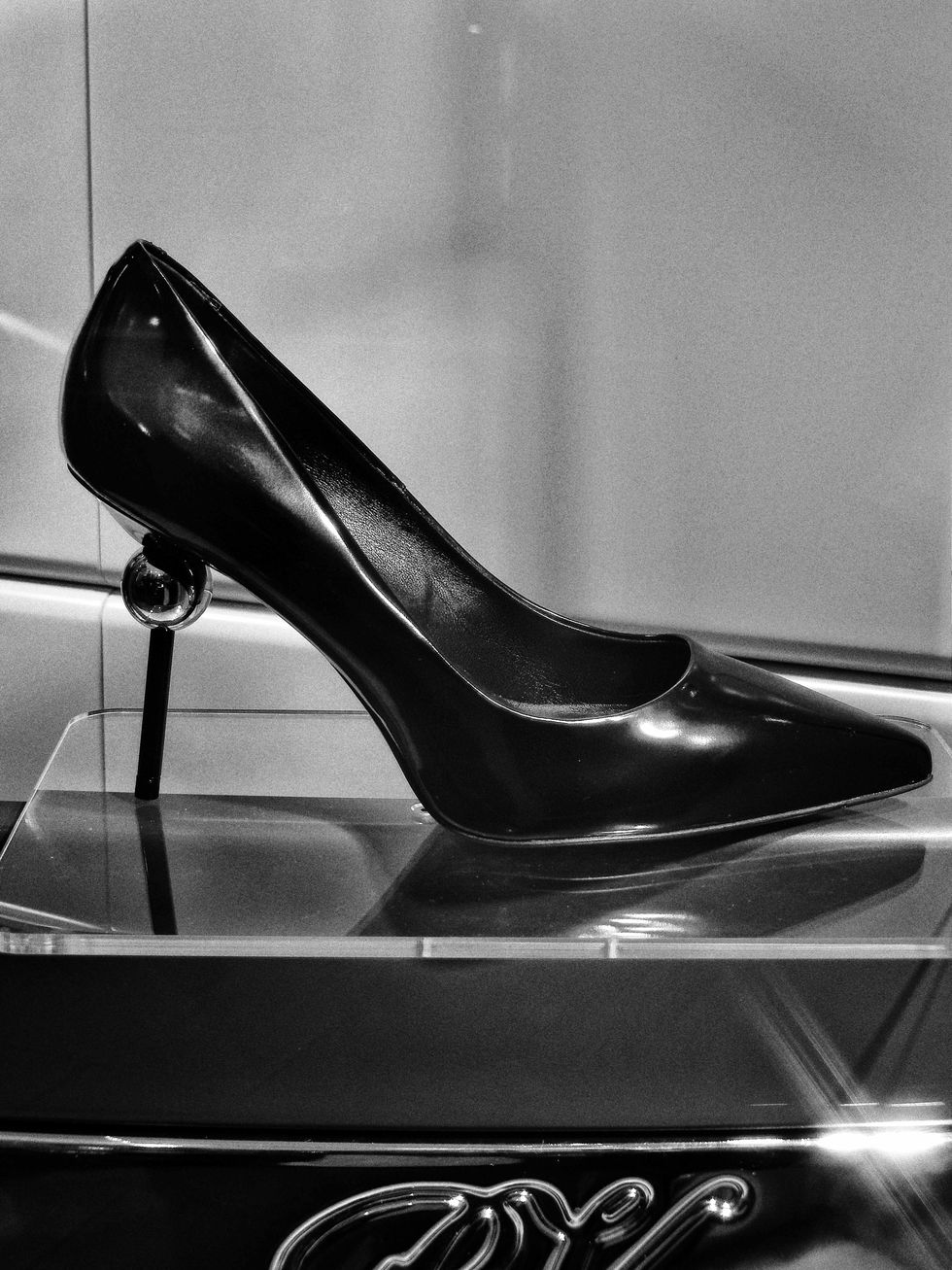 High heels, Shoe, Sandal, Basic pump, Black, Grey, Monochrome, Material property, Still life photography, Bridal shoe, 