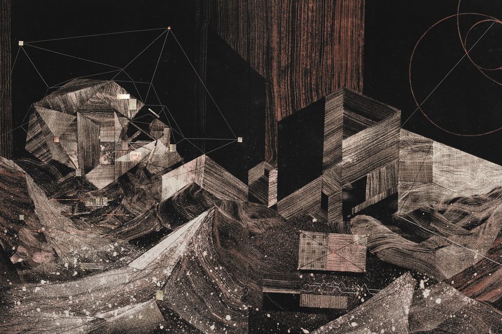 陳硯平以漂白水與其他複合媒材描繪的《遺忘地景》