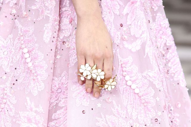 Jewellery, Pink, Fashion accessory, Bridal accessory, Embellishment, Nail, Body jewelry, Wrist, Peach, Natural material, 