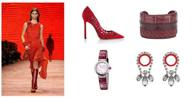 Product, Red, Watch, Pattern, Analog watch, Font, Dress, Fashion accessory, Fashion, Carmine, 