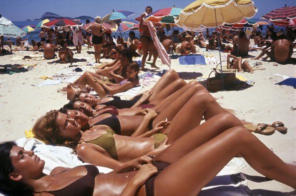 Fun, Summer, Swimwear, People on beach, Sun tanning, Sand, Bikini, Vacation, Beach, Thigh, 